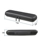 Dark hard-shell cable storage case with zipper, compact oval shape