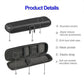 Dark hard-shell cable case with zipper, mesh pocket, and elastic strap interior