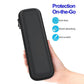 Dark hard-shell cable case held in hand, rounded shape with zip closure