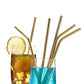 Gold stainless steel reusable drinking straws set for cocktails