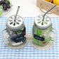 Stainless steel drinking straws in mason jars with round straw openings
