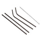 Reusable black drinking straws with cleaning brush, mix of straight and curved shapes