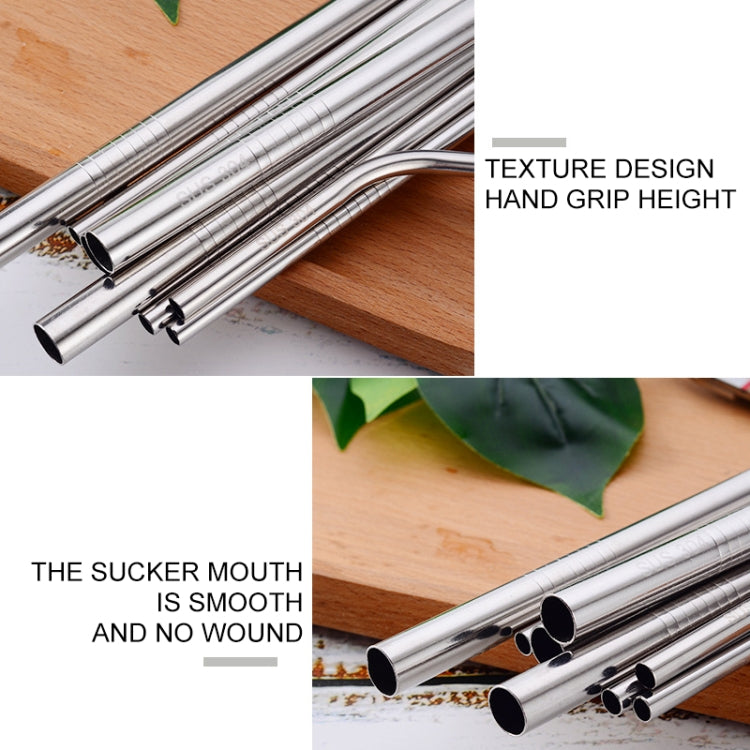 Stainless steel drinking straws with textured grip and smooth rounded ends