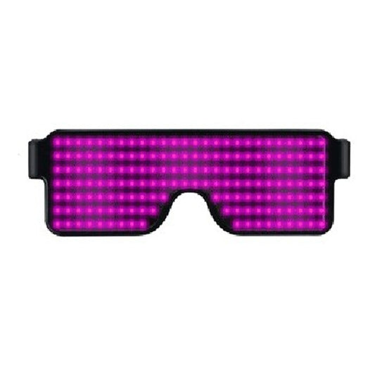 Pink LED light-up shutter glasses with grid pattern on the lenses