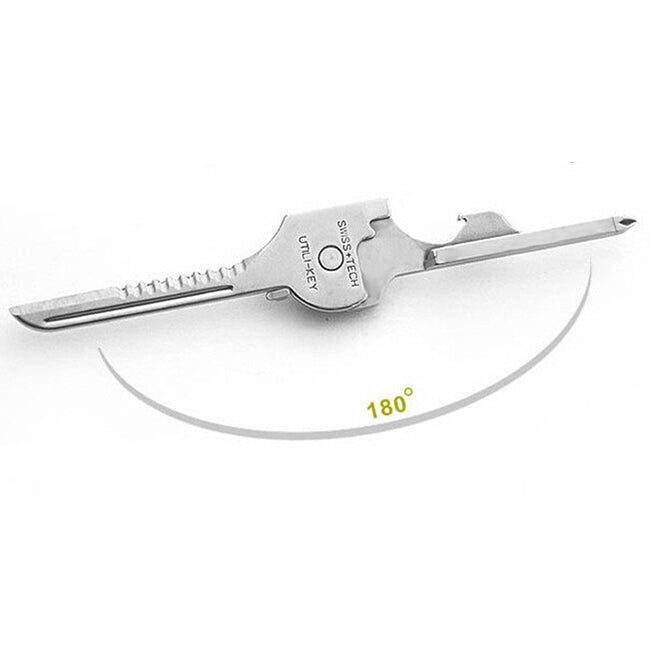 Stainless steel foldable keychain tool with long blade extended 180 degrees