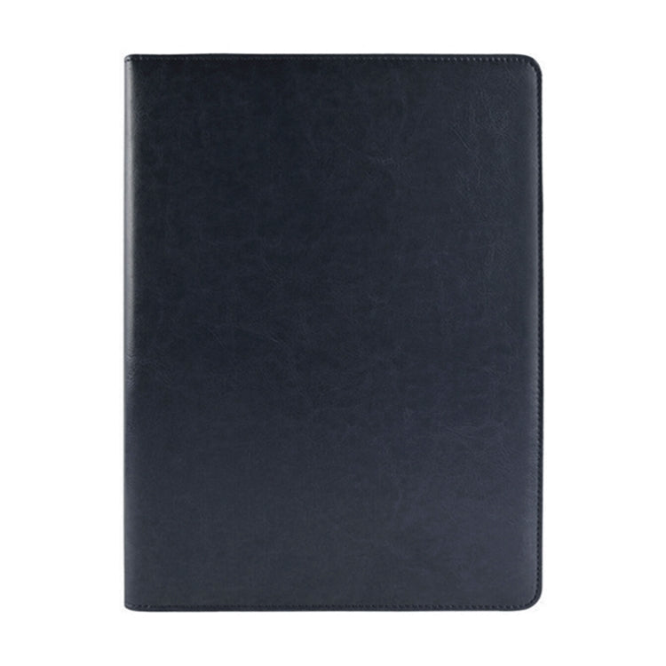Black leather document folder notebook cover, flat front view