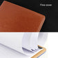 Light brown leather document folder with pen loop and fine cover texture