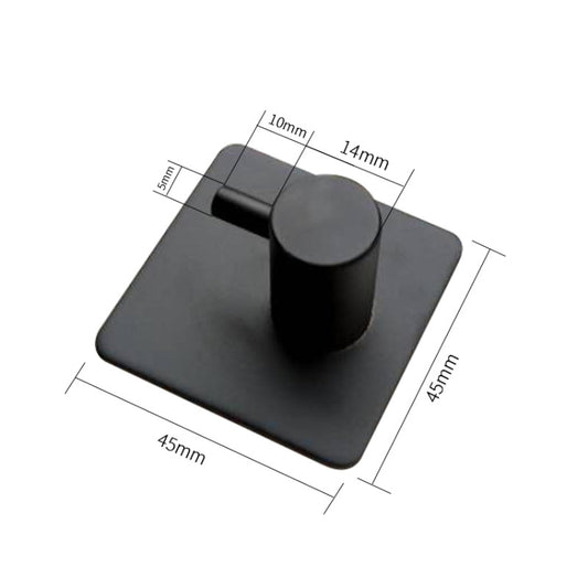 Black cylinder hanger hook on square plate with shown dimensions