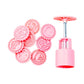 Pink fondant cutter press with 8 round cartoon pattern discs