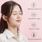 Pink graphene USB eye mask on a model’s face with gray strap and eye cover