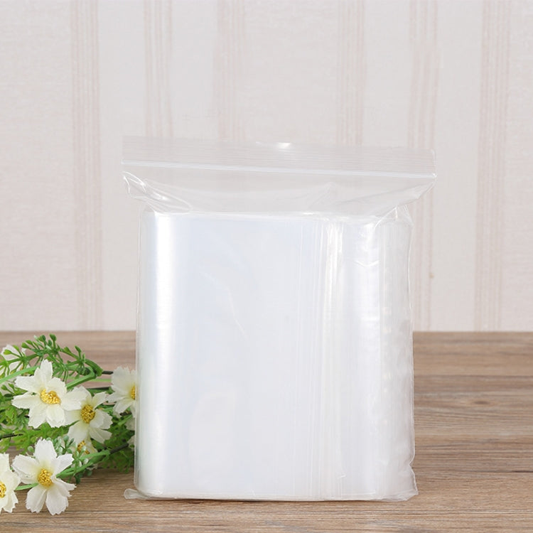Transparent PE zip lock packaging bag, 18 x 26 cm, self-sealing closure