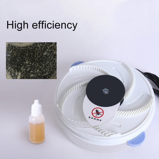 Compact white automatic fly trap with blue base and black center fan