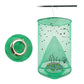 Green mesh hanging fly cage with circular metal hanging ring detail