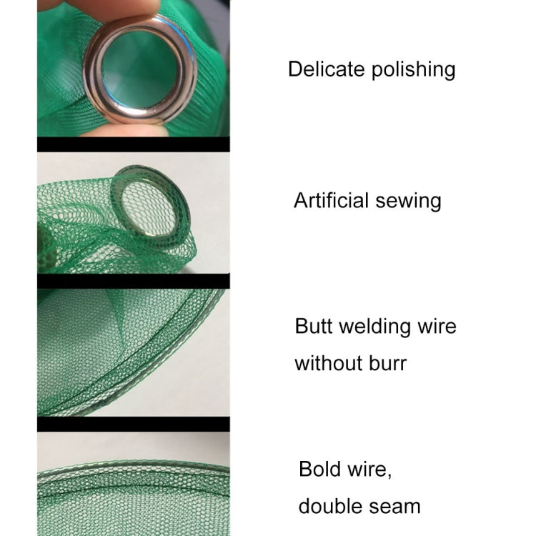 Green mesh fly cage stitching and wire construction close-up