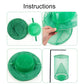 Folding green mesh fly cage shown with circular top and support pieces