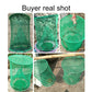 Outdoor hanging green mesh fly cages arranged in multiple units