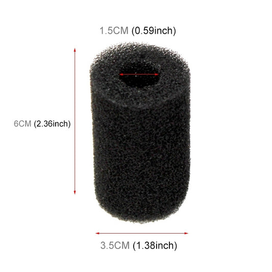 Black aquarium suction port foam sleeve, 6 cm tall, hollow center
