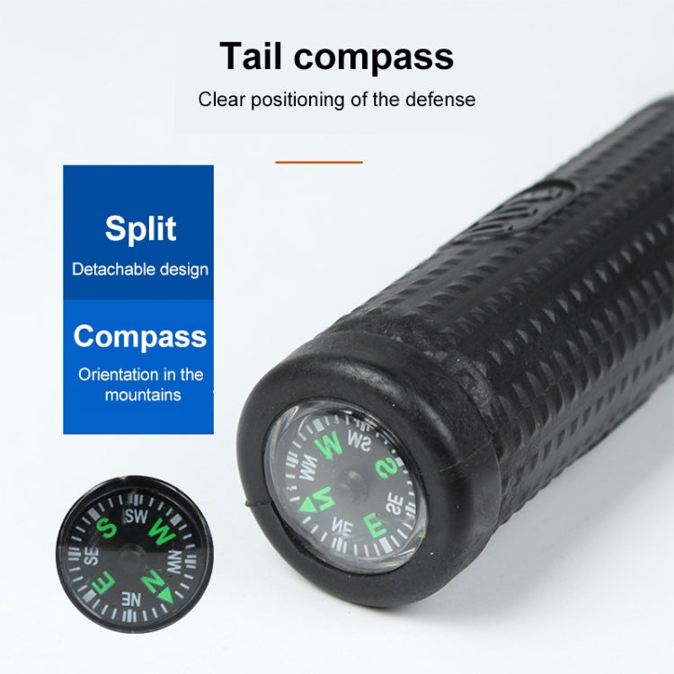 Folding shovel handle compass with rotating dial and textured grip
