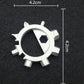 Silver gear-style keychain tool with loop ring and visible hex bit