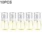Set of 10 fine-mist spray bottles, transparent plastic with white pump heads and yellow liquid