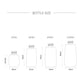 Bottle size diagram showing sprayer shapes for 30 to 100 ml bottles
