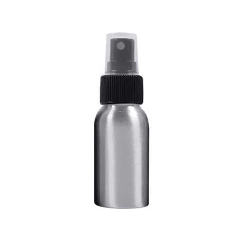 50ml aluminum fine-mist spray atomizer bottle with black ribbed trigger cap