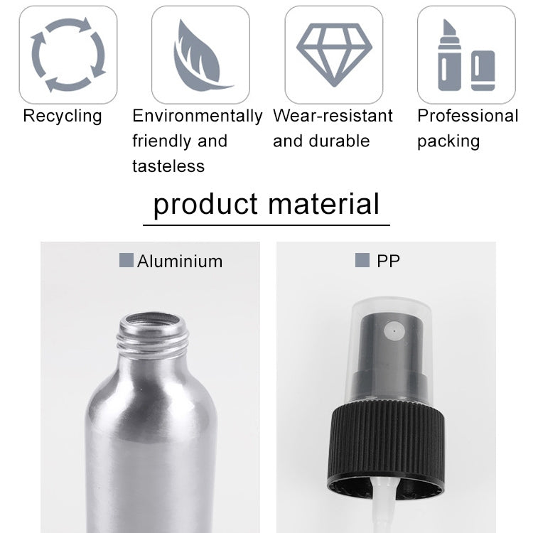 Aluminum fine-mist atomizer bottle with PP spray pump and material diagram