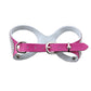 Magenta and gray rhinestone dog chest strap with silver buckle and ring adjustment hardware
