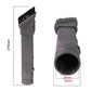 Angled grey vacuum brush attachment with black bristle strip, close-up