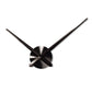 Black wall clock with three-blade center and two long hands