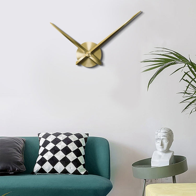 Gold stainless steel wall clock with three-blade center and long hour and minute hands