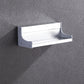 Wall-mounted aluminum condiment rack with slotted storage tray and side mounting plate