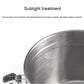 Stainless steel lid interior with smooth reflective surface and central opening