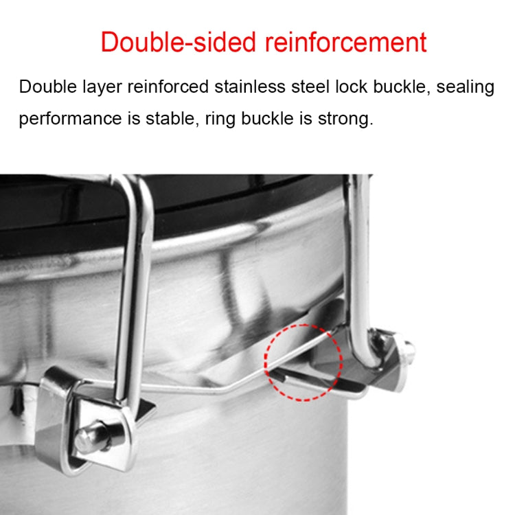 Stainless steel lock buckle detail on reinforced lid of food storage container