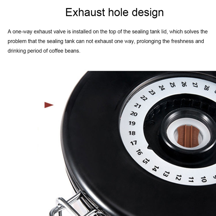 Black storage container lid with one-way exhaust valve window and circular dial