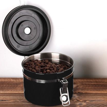 Black stainless steel airtight food storage container with swing latch and lid