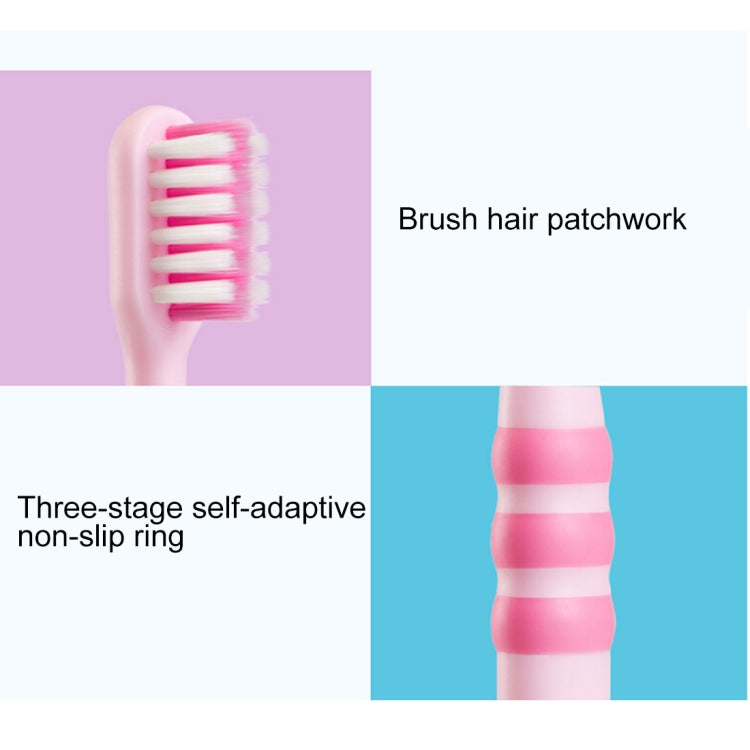 Children toothbrush with soft bristles, striped handle and non-slip ring