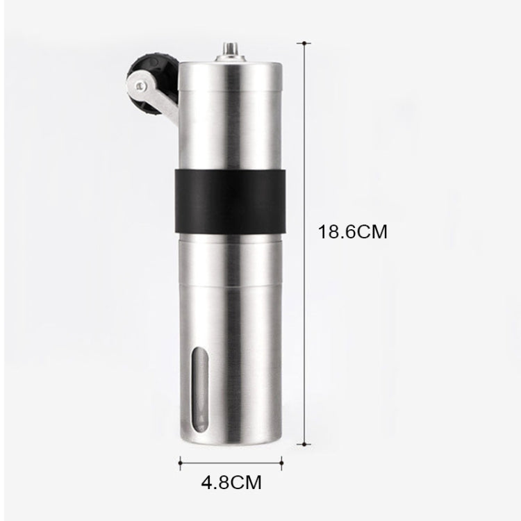 Portable manual coffee grinder with 18.6 cm height and 4.8 cm body width