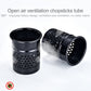 Pair of black perforated utensil/chopstick holders with open ventilation tubes