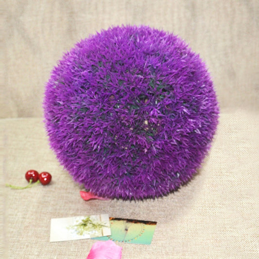 Purple artificial grass topiary ball ornament, 4.7 in diameter, fuzzy texture