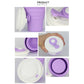 Purple silicone travel cup with snap lid and folding base details, 350ml
