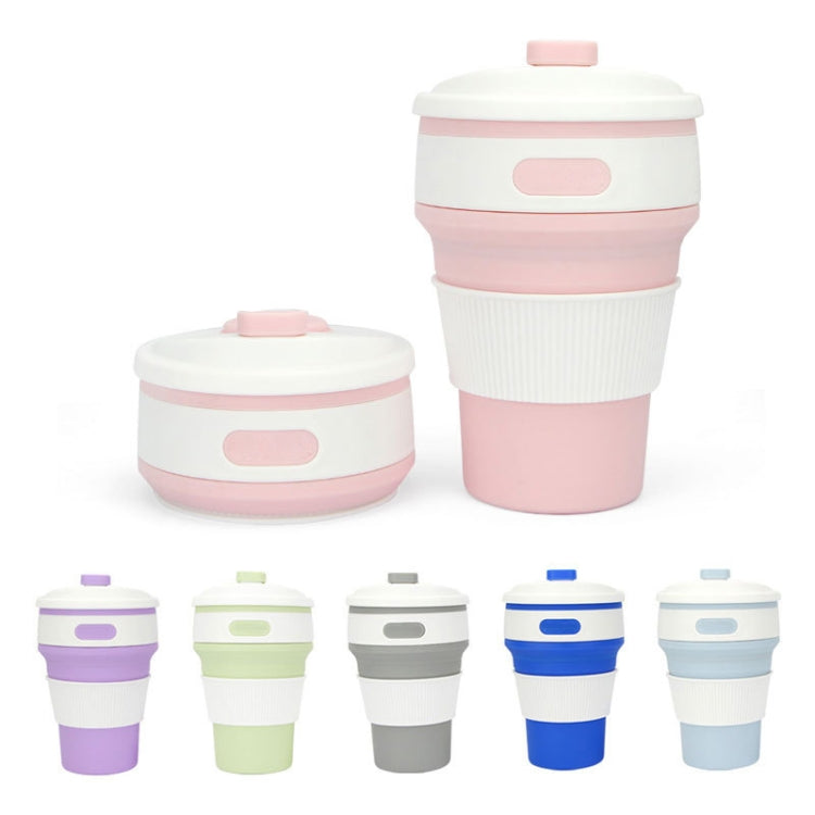 Pink folding silicone coffee cup set with lid and compact fold, plus small color options