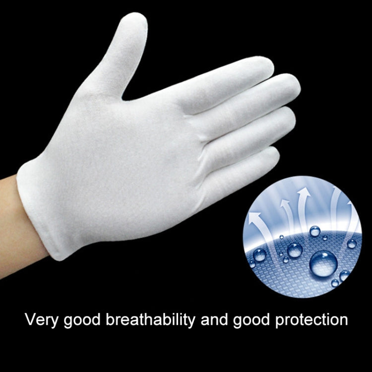 Pure cotton working gloves, white thin knit with full fingers