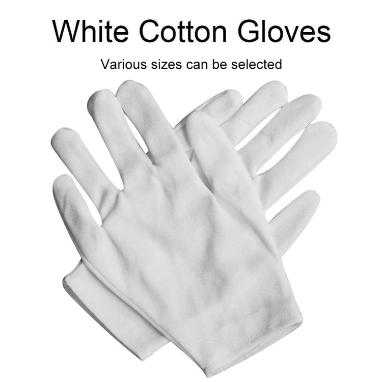 White cotton work gloves, two gloves overlapping, palm sides facing up