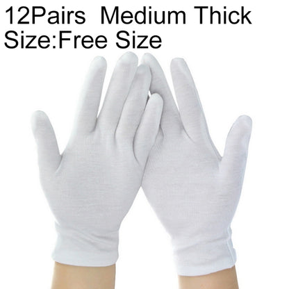 Thick white cotton working gloves, free size, open palm view