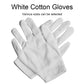 Pair of white cotton work gloves shown from the palm side