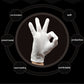 White cotton glove icon silhouette on dark background