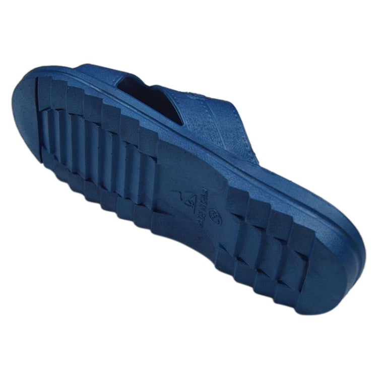 Blue textured rubber slide sole tread, underside view, size 38
