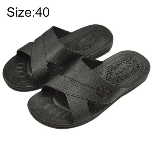 Anti-static non-slip X-strap slippers, black, size 40, textured footbed