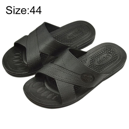 Black anti-static non-slip slide slippers with X-strap, size 44, cushioned footbed
